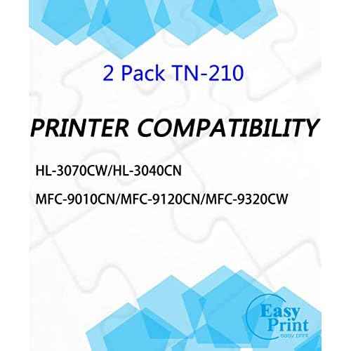 EASYPRINT (2-Pack of Black) Compatible Black TN210 Toner Cartridge TN-210 Used for Brother HL-3040CN, HL-3045CN, HL-3070CW, HL-3075CW, MFC-9010CN, MFC-9120CN, MFC-9125CN, MFC-9325CW, MFC-9320CW