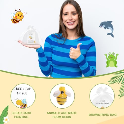 60Sets Employee Appreciation Gifts Bulk for Coworkers Thank You Staff Gift Funny Animal Pun Greeting Note Cards Inspirational Resin Office Pocket Gifts