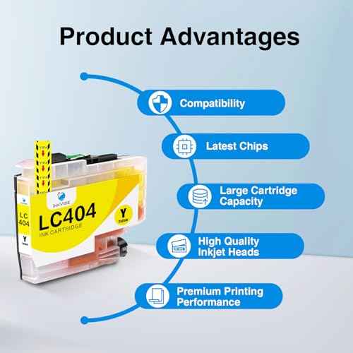 LC404 Ink Cartridges Replacement for Brother LC404 LC-404 LC404XL Work with Brother MFC-J1205W MFC-J1215W Printer MFC-J1205W XL Printer (4 Combo Pack, BK/C/M/Y)