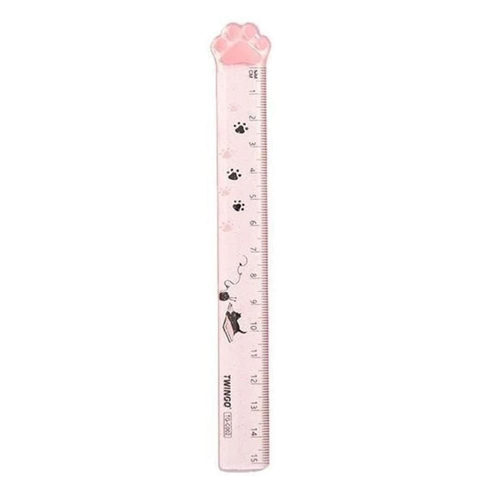Skiennix Pink Cat's Claw Ruler - Cute 15CM Plastic Measuring Tool for School Supplies