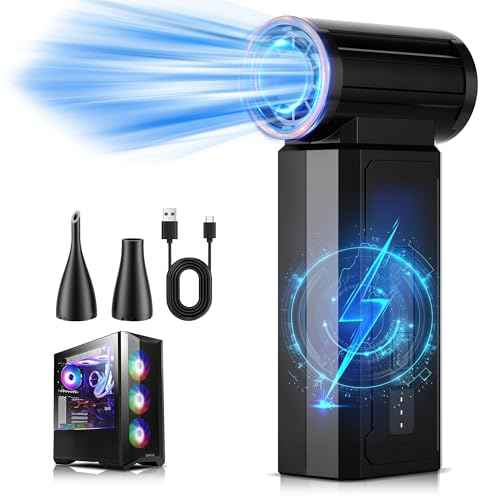 Oley Compressed Air Duster, 4 Speeds Cordless Electric Air Duster, 80.5mph & 100000RPM, No Canned Air Duster for Computers, Keyboard, Rechargeable Jet Dry Mini Blower for Deep Cleaning (Ink Black)