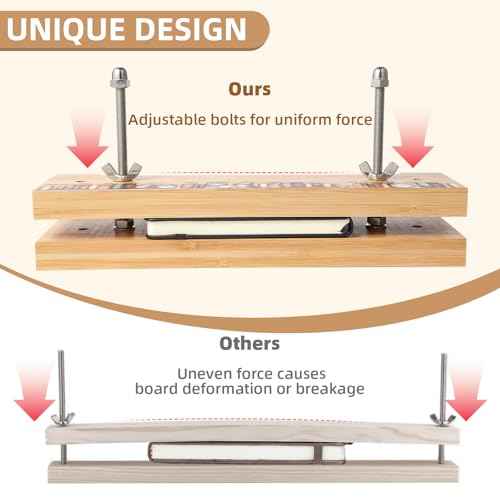 OopsifyMe Bamboo Book Press for Bookbinding, Paper Press, DIY Crafts, Multiple Hole Positions for Various Spine Sizes, Streamlined Edge, Book Binding Kits (Small Size (11.8x3.1))