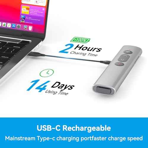 Presentation Clickers for PowerPoint Presentations, [Aluminum Alloy] + [2 in 1 USB C/A] PowerPoint Clicker with Laser Pointer Wireless Presenter PPT Slide Remote Control Computer Clicker for Mac
