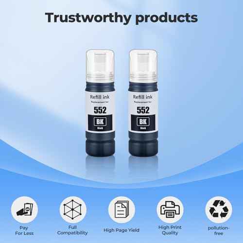 552 Black Ink Bottles ET-8550 ET-8500 Replacement for 552 Ink Refill Bottle (2 Black) Work for Photo ET-8550 ET-8500 ET 8550 ET 8500 ET8550 ET8500 8550 8500 Supertank Printer