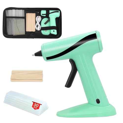 Glue Gun Cordless Rechargeable with 30 Glue Sticks, Hot Glue Gun and Sticks Set Fast Preheating Hot Melt for School Crafts DIY Arts and Quick Home Repairs