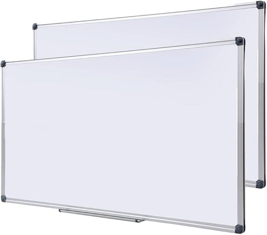2 Pack 48" x 24" Magnetic Dry Erase Board with Removable Marker Tray| Commercial Quality Wall-Mounted Aluminum Message Presentation White Board for Office, Students & Teachers