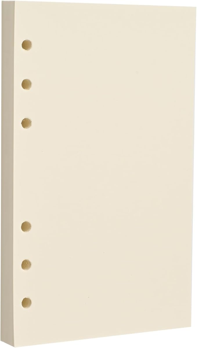 A6 6-Hole Blank Loose-Leaf Paper, Beige – Refill Pages for Standard A6 6-Ring Binder, Journals, Planners – Ideal for Office, Study, Recipes, Travel & Budgeting – 80 Sheets