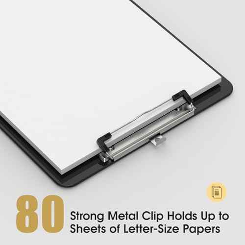 Plastic Clipboards, A4 Black Clip Board 8.5x11 for Classroom, Students, Kid, Woman, Size 9" x 12.5" with Low Profile Clip, Office & School Supply