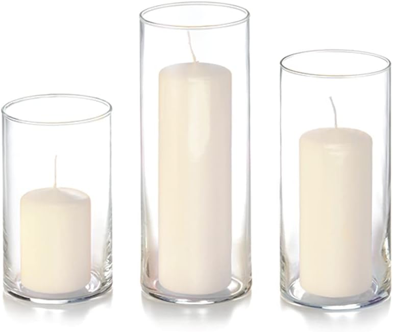 yummi Set of 12 Slim Pillars and Cylinder Vases - Ivory