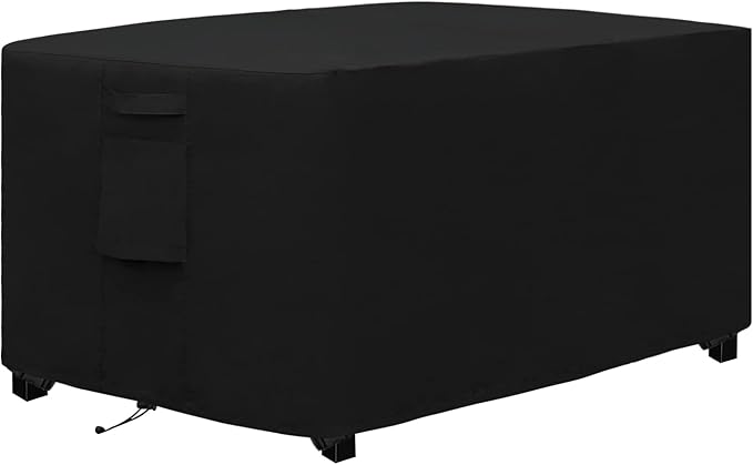 Easy-Going Outdoor Fire Pit Cover Rectangle 48" Lx28 Wx24 H, Durable Outdoor Gas Firepit Cover, Waterproof and Weatherproof Cover for Fire Pit, Black