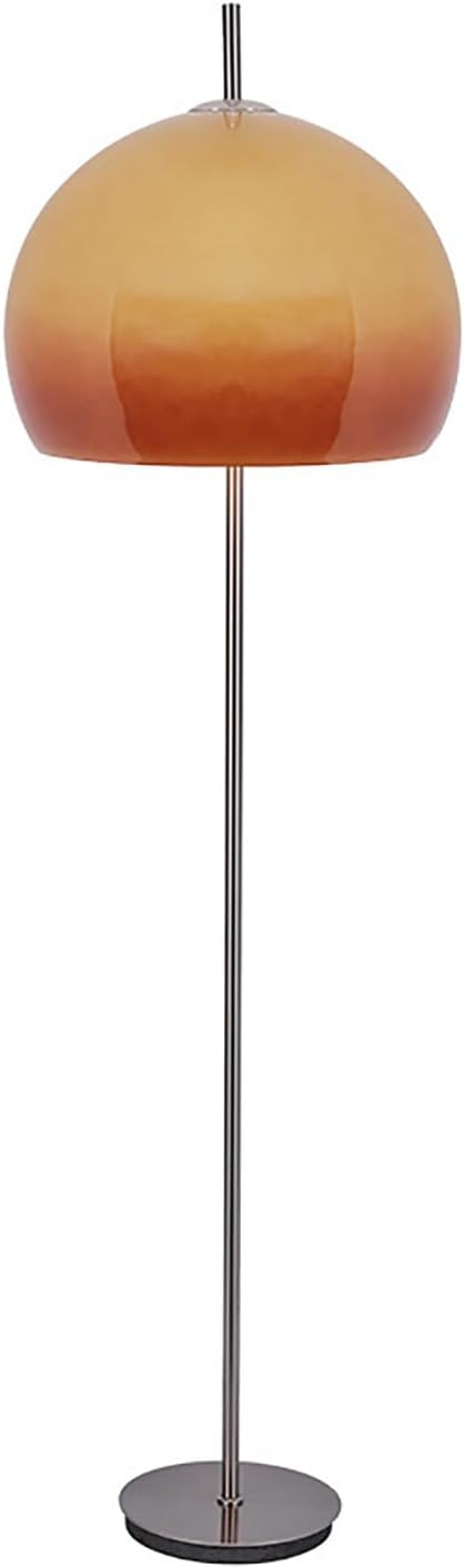 MIXL-Orange Mushroom Floor Lamp,Chrome Floor Lamp with Foot Switch,Dimmable Standing Lamp with Dome Shade,Mid-Century Modern Reading Lamp for Living Room Bedroom and Office