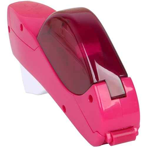 Handheld Packaging Tape Dispenser Gun with Auto Cutter - One-Handed, Safe & Convenient, Fits 1/2''-3/4'' Tape, Includes Kissdeer¢ç Roll, Pink