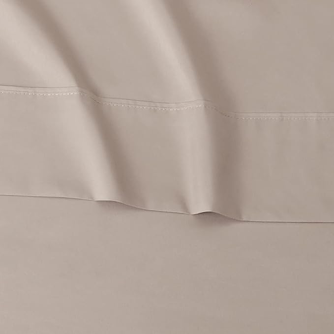 Amazon Basics Lightweight Super Soft Easy Care Microfiber 3-Piece Bed Sheet Set with 14-Inch Deep Pockets, Twin XL, Taupe, Solid
