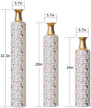 3-Piece Christmas Metal Vase Set, Festive Iron Flower Vases for Holiday Home Decor - Modern Farmhouse Table Centerpiece & Floor Decor for Living Room, Idea (Set of 3)