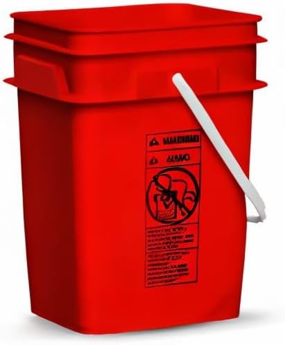 House Naturals 4 Gallon Square Food Grade Plastic Bucket with Lid, Made in USA (Pack of 2) BPA Free (Red)