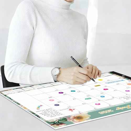 Gannyfer Desk Calendar 2026, Large Desk Calendar 2025-2026 22"x17", 18 Months 2026 Calendar with Plastic Cover, Calendar 2026 for Planning and Organization at Home, School, or Office-State Floral (6 Stickers)