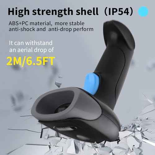 Wireless Barcode Scanner 1D QR Scanner Wireless Handheld Laser Bar Code Reader 3-in-1 with Bluetooth & 2.4G Wireless & USB Wired Works with iPad, Android Phone, iPhone, Laptop-U26