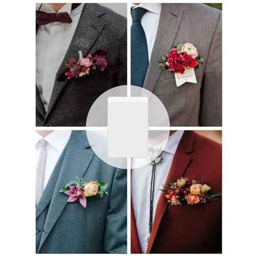 Pocket Boutonniere Plastic Sleeve for Suit Jacket Pocket - No Lapel Pin Required, Square Boutonniere Holder Insert for Wedding Groom & Groomsmen, Prom, Homecoming - Flowers NOT INCLUDED