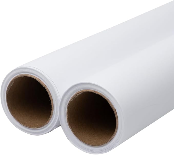 JAM Paper Gift Wrap - Matte Wrapping Paper - 52.6 Sq Ft Total (17 in x 18 Ft) - Matte White - 2 Rolls/Pack