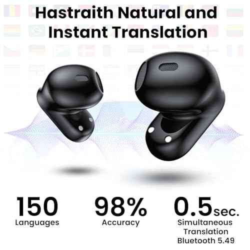 AI Translation Earbuds Real Time, 139 Language Translator Earbuds TWS 3-in-1 Translation Headphones, Translation Device for Travel Business Learning Compatible with iOS and Android, Black