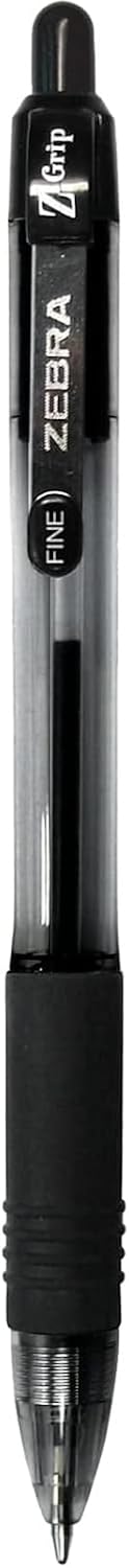 Zebra Pen Z-Grip Retractable Ballpoint Pens - Smooth-Flowing Ink, Fine Point 0.7mm, Black Ink, 12-Pack