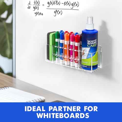 Magnetic Dry Erase Marker Holder for Whiteboard, Wall Mount Pen Holder for Refrigerator, Clear Pencil Holder for Fridge, Strong Magnet Locker Organizer for Classroom, Office