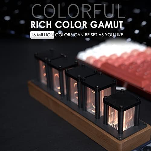 Adventurers Nixie Tube, Wood RGB Digital with Retro Modern Desktop Design, DIY Pseudo Glow Tube Kit, Decoration Desktop, Gift (Cherry Wood)