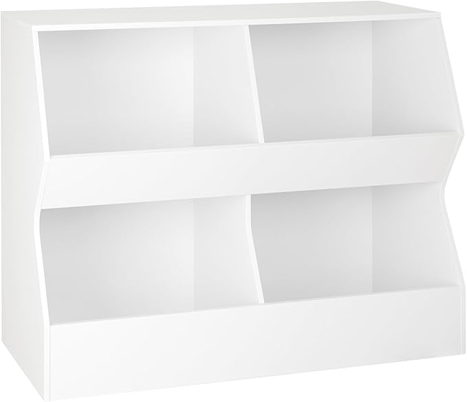 DINZI LVJ Kids Bookshelf, Toy Storage Organizer, Wooden Toy Cabinet, 4 Cubby Children Bookcase, 39.4" L Toddler Book Shelf for Bedroom, Nursery, Hallway, School, White