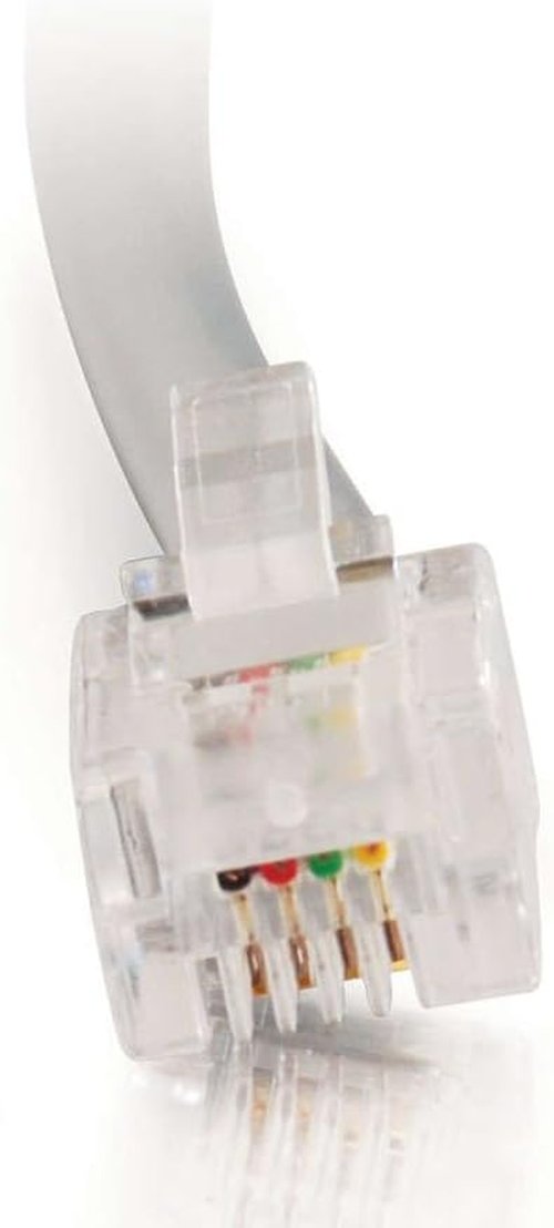 C2G RJ11 Modem Cable - 7 Foot Silver Telephone & Ethernet Network Cable for DSL Connections