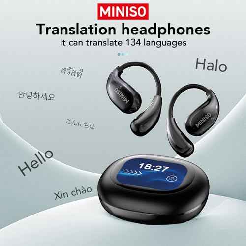 MINISO MS189 AI Language Translator Earbuds, Translator Earbuds Real Time, OWS LCD Touchscreen Translator Bluetooth Headphones Support 134 Languages & Accents, Suitable ??for Android &iOS, Black