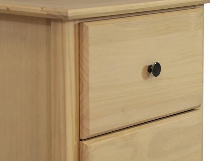 Grain Wood Furniture Shaker 2-Drawer Bedside Nightstand, Solid Wood with Natural Finish