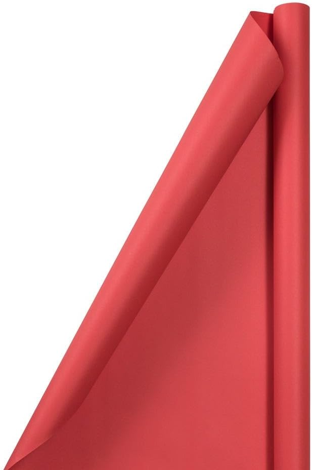 JAM Paper Gift Wrap - Matte Wrapping Paper - 100 Sq Ft Total - Matte Red - 4 Rolls/Pack
