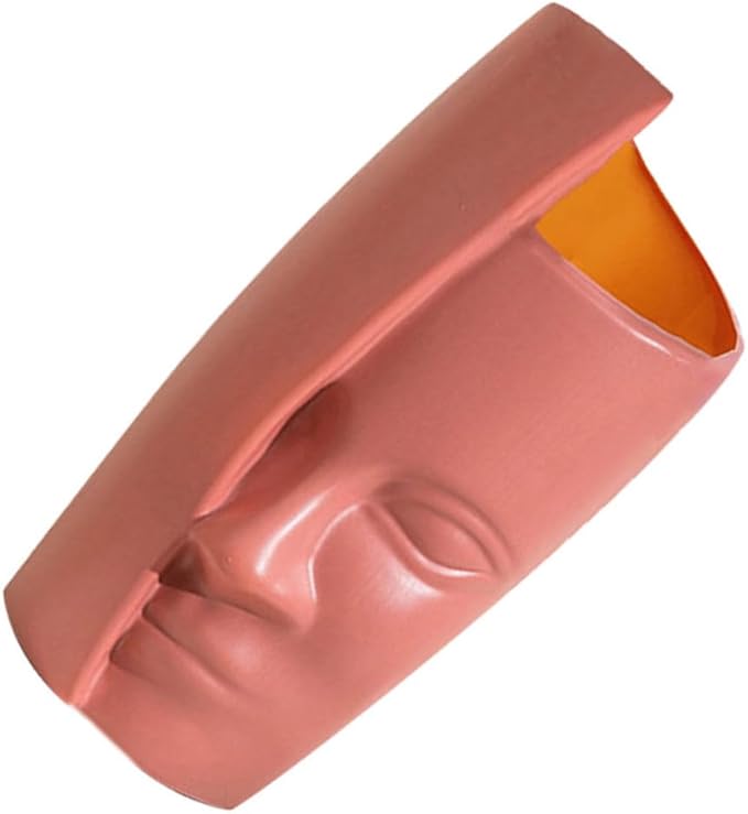 Abstract Face Plastic Vase Lightweight Floral Arrangement Container Home Decoration Ornament for Living Bedroom Bathroom and Office Use