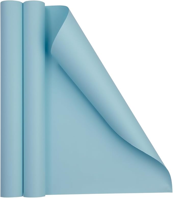 JAM Paper Gift Wrap - Matte Wrapping Paper - 52.6 Sq Ft Total (17 in x 18 Ft Each) - Matte Light Baby Blue - 2 Rolls/Pack