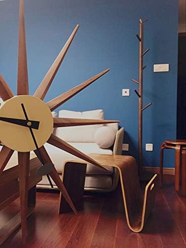 SHISEDECO Wooden Mid Century Art Decorative Modern Silent Sunburst Wall Clocks for Home, Kitchen, Living Room, Office etc., Colorful Retro Design(Sunburst Clock Walnut)