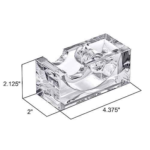 Amazing Abby - Tanya - Acrylic Tape Dispenser (1-Pack), Plastic Label Roll Holder, Clear Sticker Organizer, Perfect Office Desktop Storage Solution for Tapes, Labels, Stickers, and More