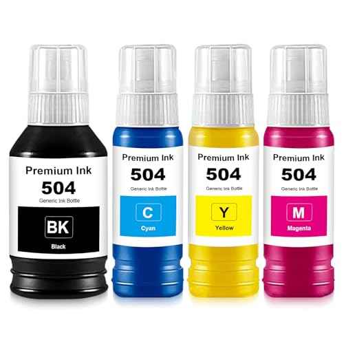 Compatible T504 Ink Refill Bottle Combo Pack Replacement for 504 Ink Refill Bottle for L4150 L4160 L6171 Printers (4-Pack, Black Cyan Magenta Yellow)
