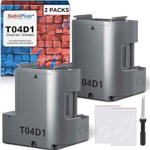 T04D1/T04D100 Ink Maintenance Box Replacement for ET-3750 ET-15000 ET-4760 ET-3760 XP-5100 ET-3850 ET-4850 WF-2860 ET-3710 ET-5150 ET-3830 ET-M1000 ST-3000 ET-M2170 etc. Printers 2 Packs