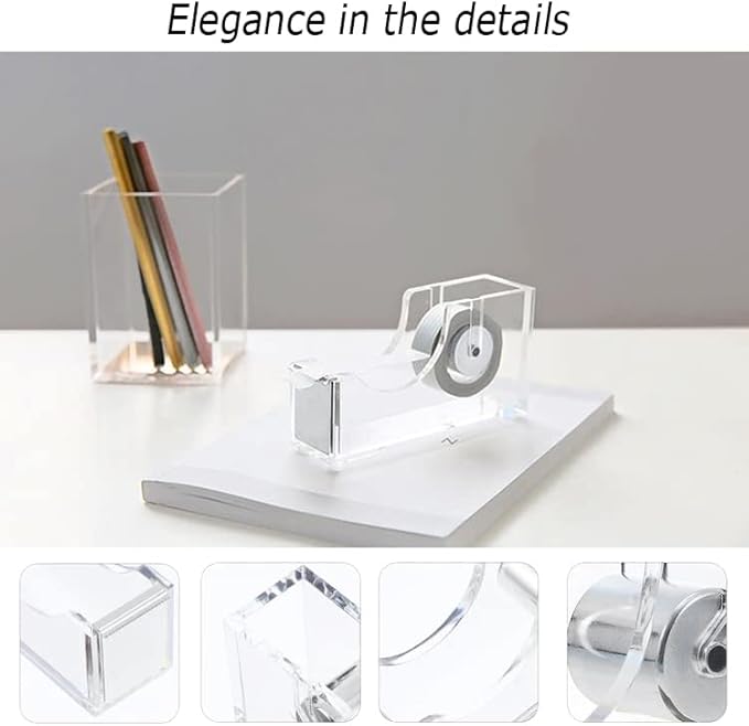 Office Desk Accessories, Acrylic Stapler, Staple Remover, Tape Holder, Pen Holder, Ballpoint Pen, Scissor, Binder Clips, 1000pcs Staples, Phone Holder, Ruler, Transparent Glue and 300 Notes