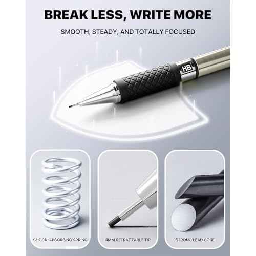Four Candies Metal Mechanical Pencil Set - 6PCS 0.9mm Art Mechanical Pencils & 360PCS HB Lead Refills & 3PCS Erasers & 9PCS Eraser Refills, Drawing Mechanical Pencils for Writing, Sketching -With Case