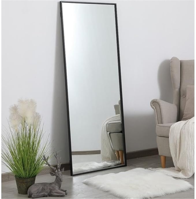 Elegant Decor Eternity 60" x 24" Contemporary Metal Frame Mirror in Black