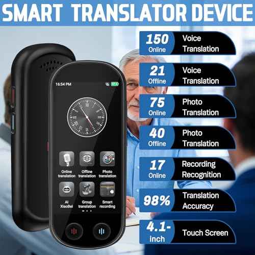 Translator Device - Upgraded Real Time Ai Language Translator with 150+ Languages, Instant Two-Way Translation Device, Offline Recording Photo Input Translation for Travel Business Learning
