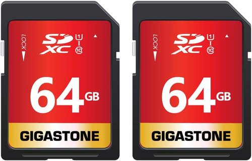 GIGASTONE 64GB SD Card 2-Pack | High-Speed UHS-I U1 Class 10 for Full HD Video | Includes 2 Mini Cases
