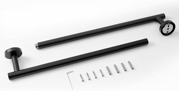 HITSLAM Matte Black 30 Inch Towel Bar for Bathroom, SUS304 Stainless Steel Bathroom Towel Rack Wall Mounted, Modern Home Decor Bath Towel Holder with Hardware Accessories (Total Length 31.6 Inch)