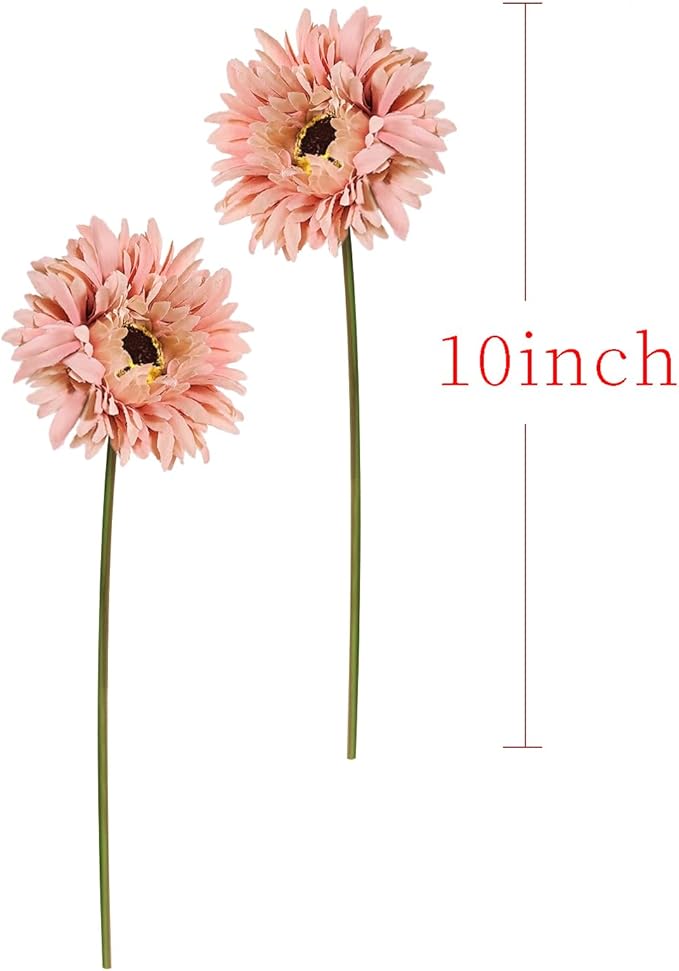 Letjolt Artificial Gerbera Daisy Flowers African Daisy Dirty Pink Silk Flowers Home Decorations Faux DIY Bouquet for Wedding Engagement Centerpieces Arrangements