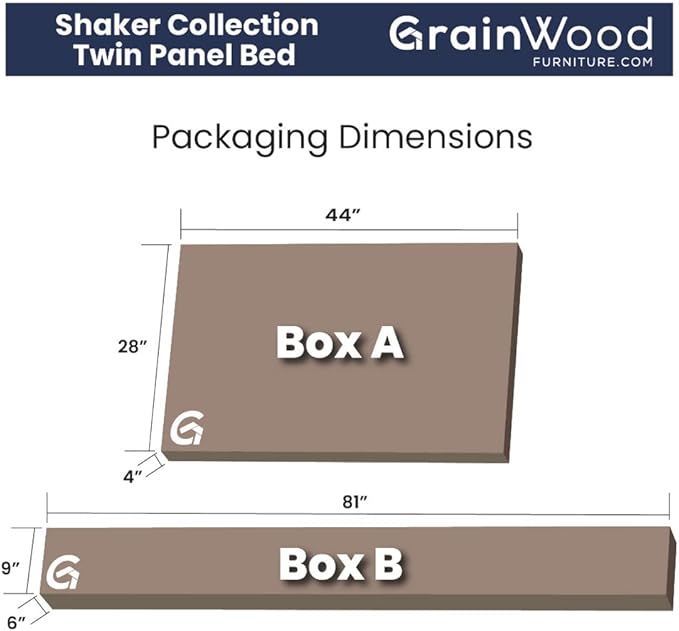 Grain Wood Furniture Shaker Solid Wood Panel Platform Bed, Twin Size, Walnut