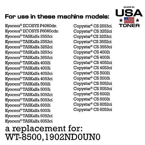 MADE IN USA TONER Premium Waste Container for Kyocera Copystar P8060cdn, TASKalfa 2553ci, 3252ci, 4002i, 5002i, 5052ci, 6052ci, WT-8500, 1902ND0UN0 (1 Waste Container)
