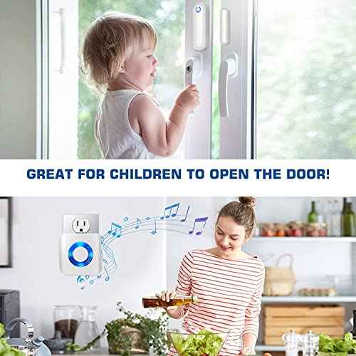Caregiver Pager Door Alarms for Dementia Patients/Kids Safety/Home Security,Door Sensor Alarm for Elderly/Business/Home/Store/Mailbox (Two Sensor One Receiver)
