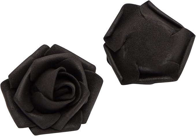 Bright Creations 100-Pack Black Artificial Flowers, Fake Foam Flowers for Halloween Decorations, DIY Crafts, Bouquets, and Black-Themed Parties (3 Inches)