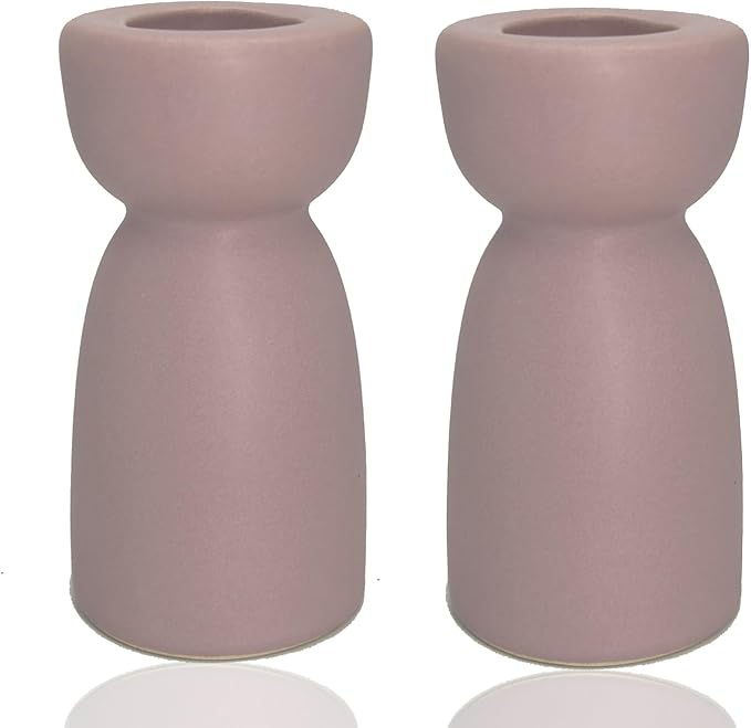 Candlestick Holders, Ceramic Purple Taper Candle Holder Candlelight Stand Candleholder, Modern Boho Candle Holders for Desktop Table Setting Dining Bathroom Wedding Decoration,2 Pack